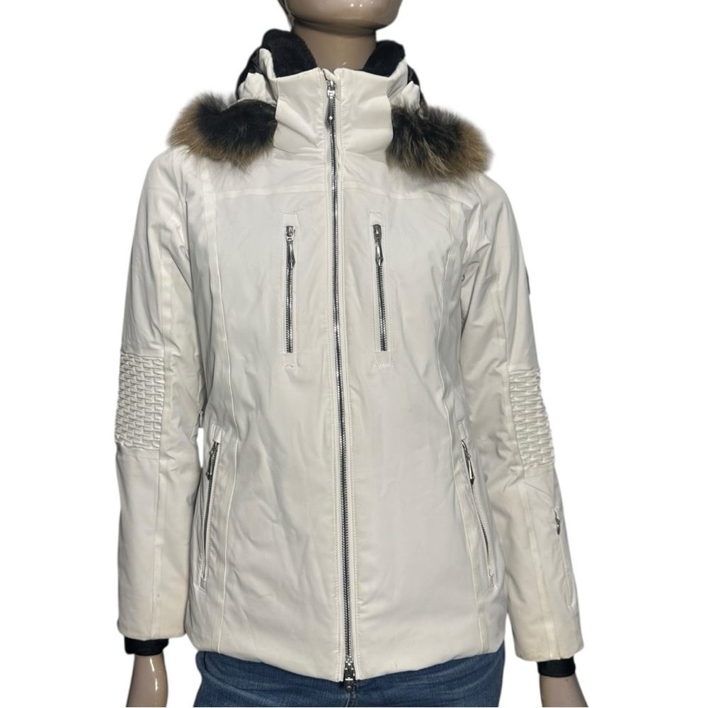 Descente Women's Size 4 White Layla Insulated Hooded Faux Fur Trim Jacket - Picture 2 of 10